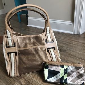 Tignanello Leather Tri-Tone Satchel &Cosmetic Case